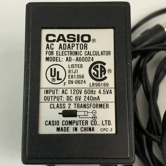 Casio AC Adapter Model AD-A60024 For Electronic Calculator - Picture 2 of 5